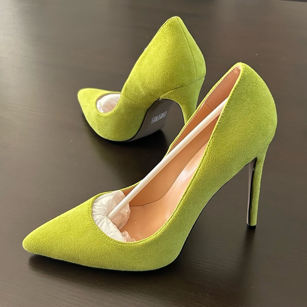 Lime Green Stiletto Suede Pumps Heels - Brand New In Box